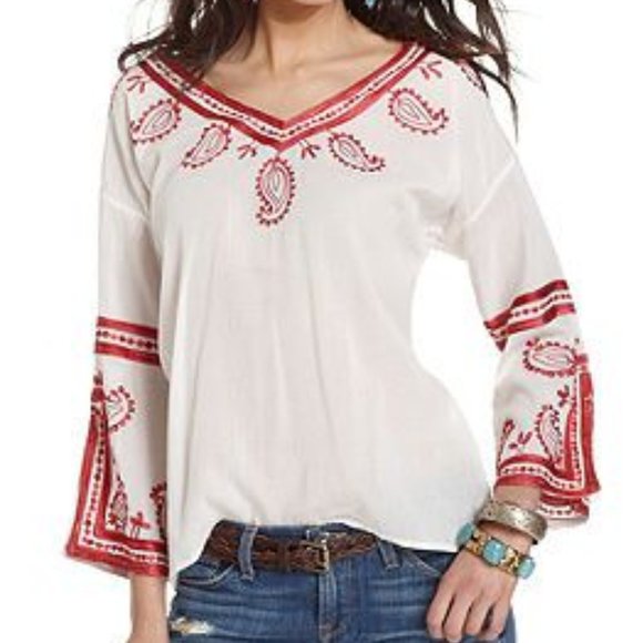 Lucky Brand Paisley Embroidered Blouse. - Picture 5 of 10
